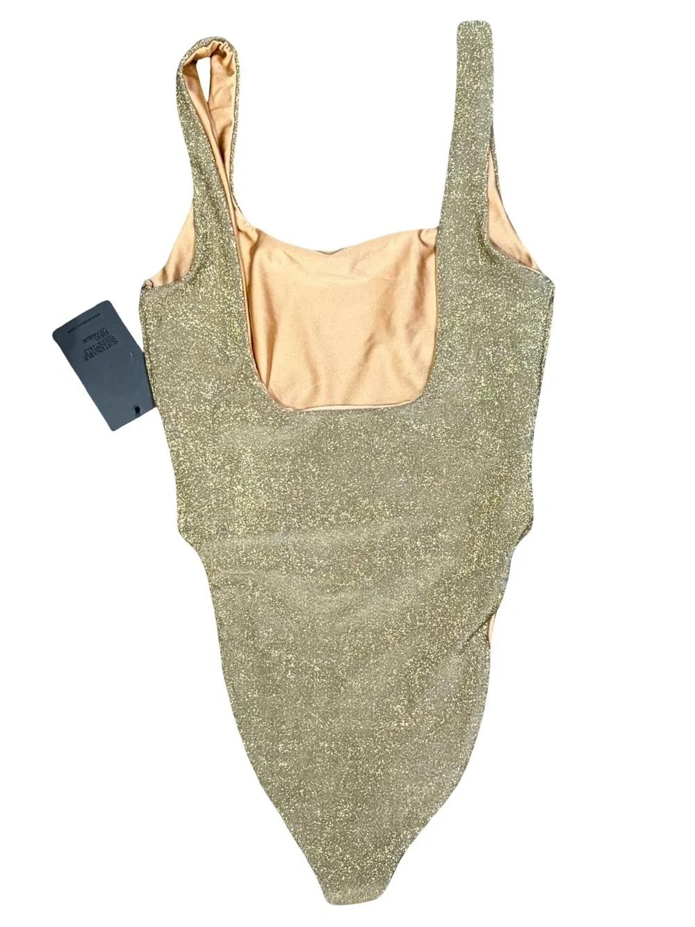 SIE Gemma Stardust Shimmer Gold Square-Neck One-Piece Women's Swim NWT Sz Small